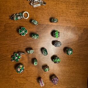 Silver and Pink Bracelet with Unique Charms and Beads
